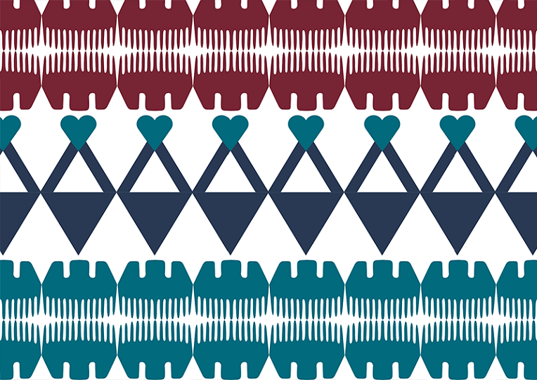 green,blue and red pattern on a white background