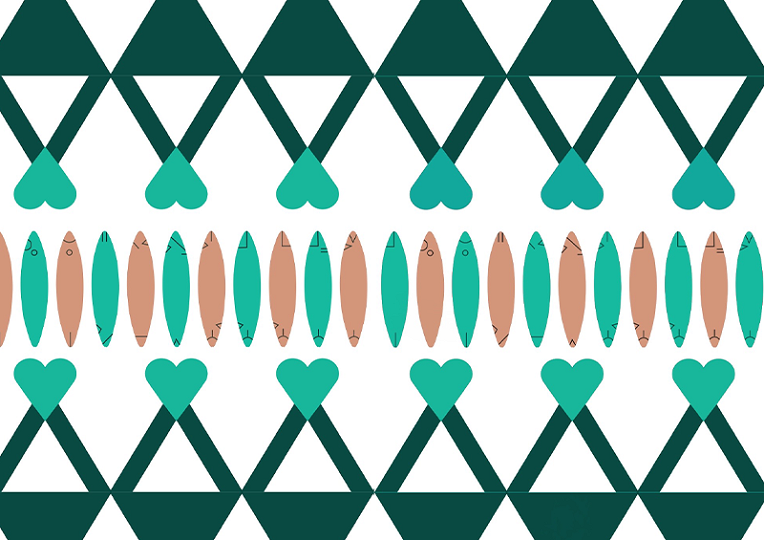 heart and triangle pattern