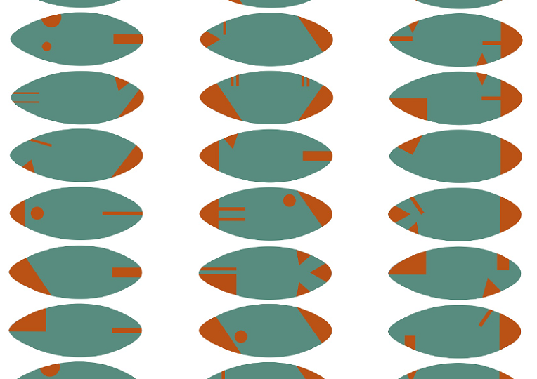 a green and orange pattern on a white background